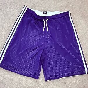 Adidas Futbol Running Mens M Soccer Football Shorts Purple Striped Medium